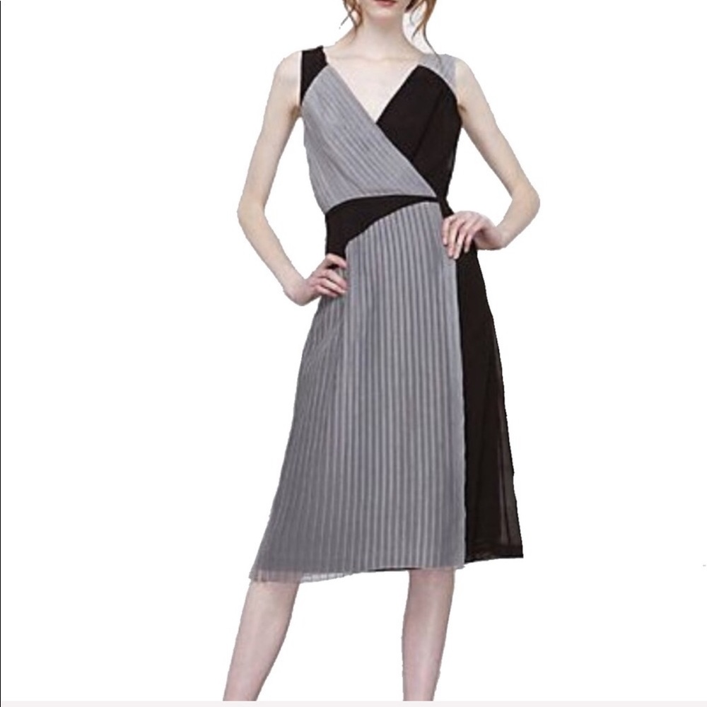 Anthropologie Black and Gray Midi Dress